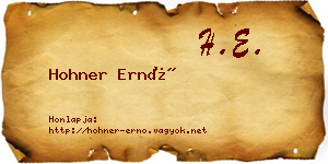 Hohner Ernő névjegykártya